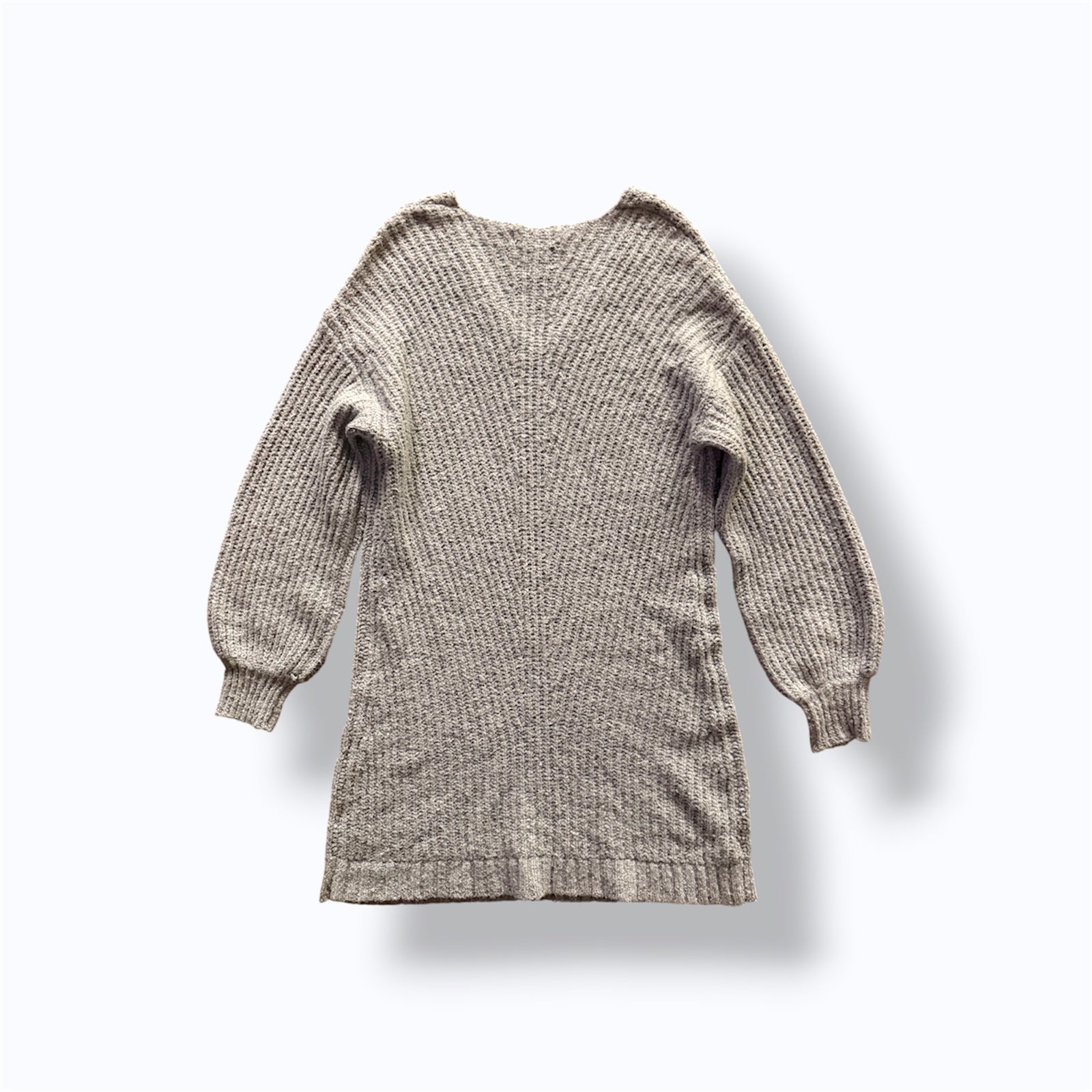 American Eagle, Light Gray V-Neck Knit Sweater Mini Dress - L