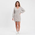 American Eagle, Light Gray V-Neck Knit Sweater Mini Dress - L